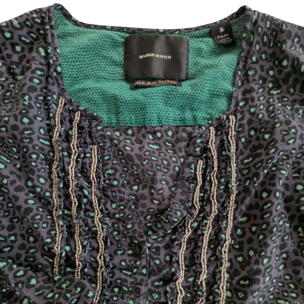Maison Scotch Animal Print Top Size Petite - Picture 4 of 8